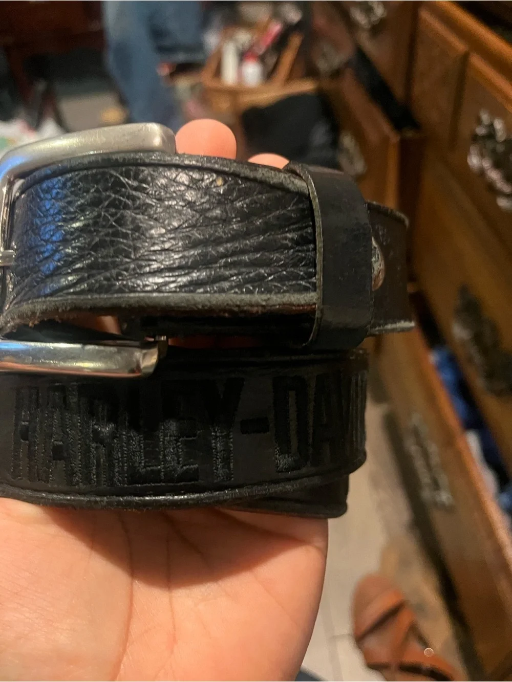 Harley Davidson Black Leather  belt size 48” from buckle